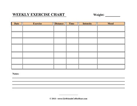 Printable Exercise Chart