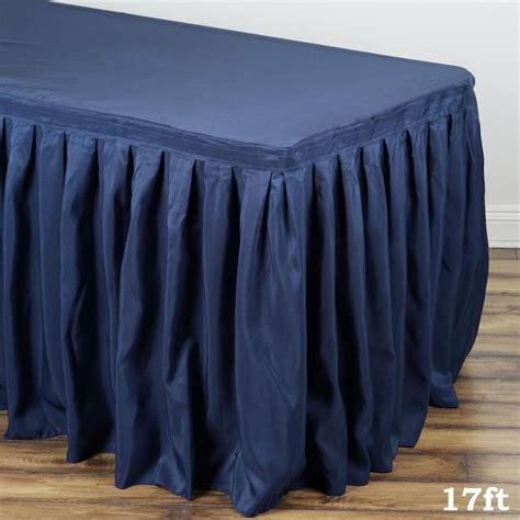 17ft Navy Blue Pleated Polyester Table Skirt Table Skirt Table
