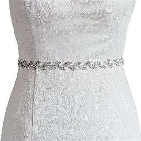 Topqueen Womens Crystal Bridal Sash For Wedding Dress Silver