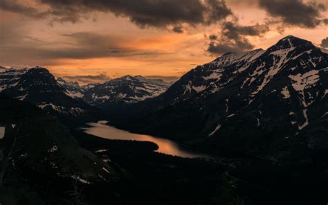 Download Wallpaper 3840x2400 Mountains Sunset Top Lake Clouds 4k