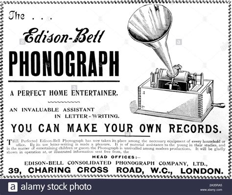 Victorian Era Edison Bell Phonograph Vintage Advertising From
