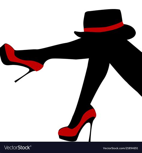 Beautiful Sexy Woman Legs With Red Shoes And Hat Vector Image
