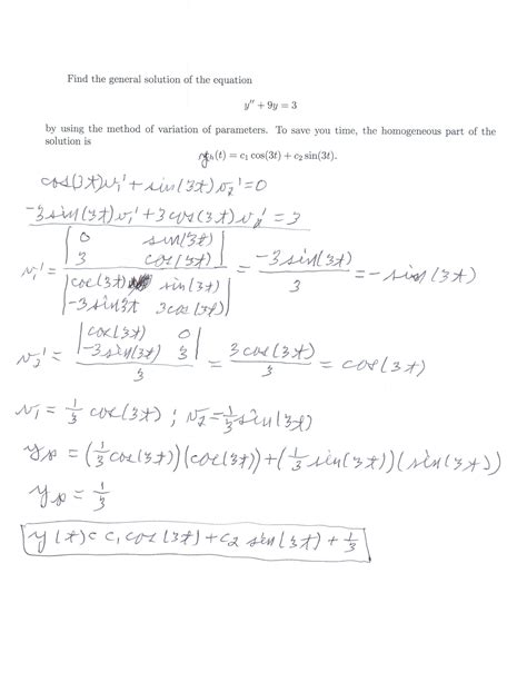 Ordinary Differential Equations General Solution Particular