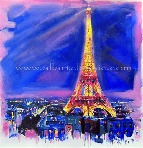 Eiffel Tower Light Show January 2013 Original Oil Painting