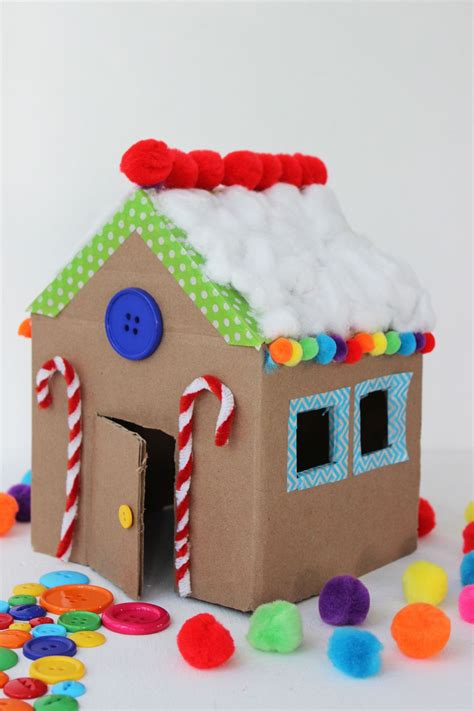 Cardboard Gingerbread House Craft Christmas Decorations For Kids