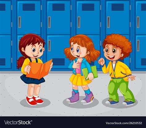 Children At School Hallway Royalty Free Vector Image