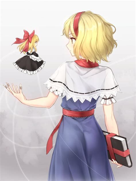 Safebooru 2girls Alice Margatroid Apron Ass Bangs Black Dress Blonde Hair Blue Dress Book Bow