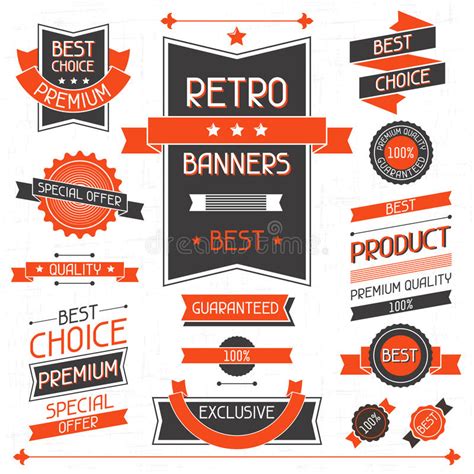 Retro Banners Set Labels Stickers Stock Illustrations 632 Retro