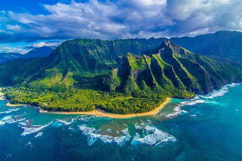 Hd Wallpaper Island Hawaii Green Tropical Island Ocean Nature
