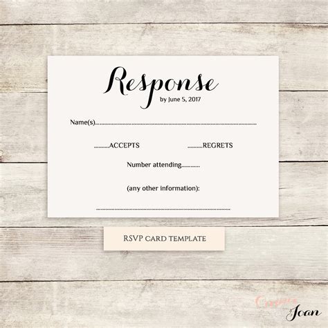 Printable Wedding Rsvp Template Rsvp Card Byron Any Etsy