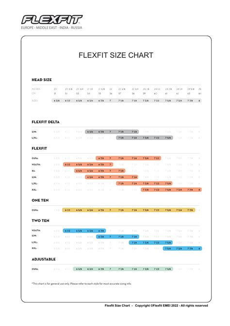 Hat Size Chart Flexfit Download Printable Pdf Templateroller