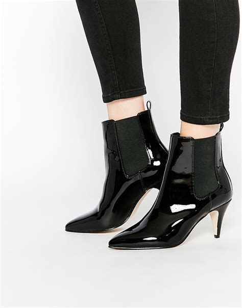 Fashion women ankle boots chelsea block heel stretch ladies pull on booties size. Asos Revenge Pointed Kitten Heel Chelsea Boots in Black (Blackpatent) | Lyst