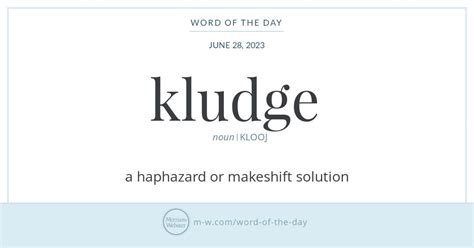 Word Of The Day Kludge Merriam Webster