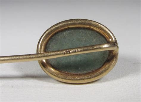 Vintage 14k Gold And Jade Stick Pin Wc 171 19999 Decatur Coin And