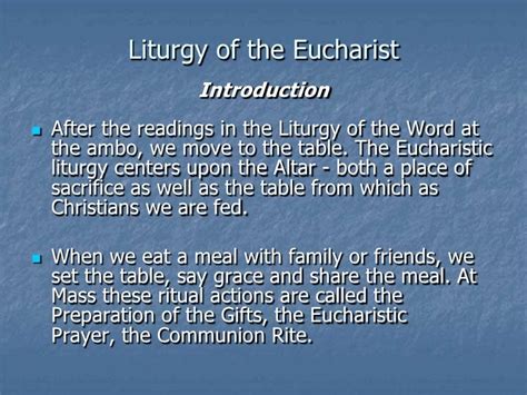 Parts Of The Liturgy Of The Eucharist