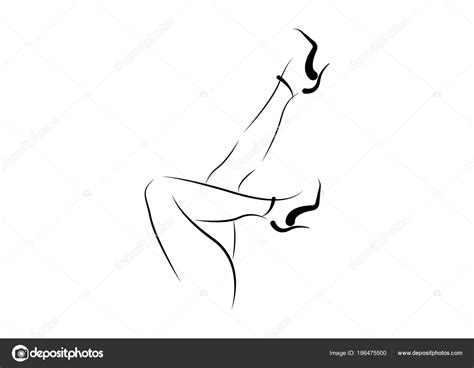 Sexy Legs Woman High Heeled Shoes Company Logo Vector Silhouette Sketch Drawing Style Vector