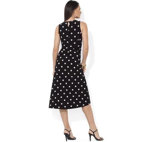 Lyst Lauren By Ralph Lauren Sleeveless A Line Polka Dot Dress In Black