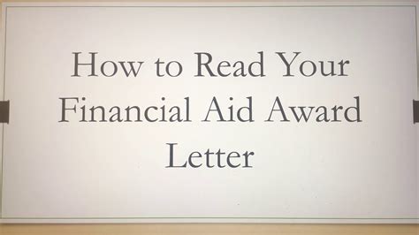 How To Read Your Financial Aid Award Letter Compare Offers And Make