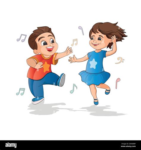 Children Are Dancing Boy And Girl At The Disco Stock Vector Image