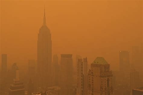 Wildfires New York Skyline Turns Orange From Canada Wildfires In Us