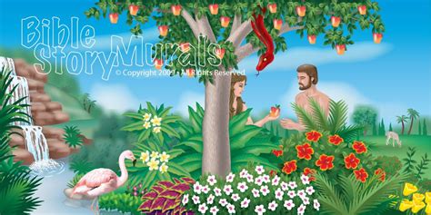 Bible Story Murals Garden Of Eden Adam And Eve Garden Of Eden Bible Images
