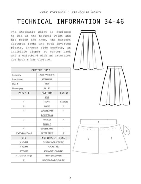 Stephanie Skirt Pdf Sewing Pattern Size 34 56 Etsy Sewing Pattern