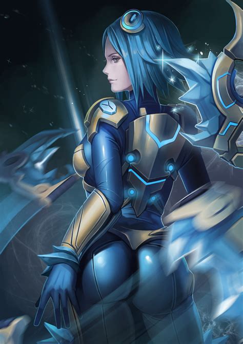 360x640 resolution blue haired female anime character ass bodysuit irelia league of