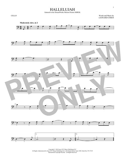 Hallelujah Cello Solo Online Noten Von Leonard Cohen Smd 176217