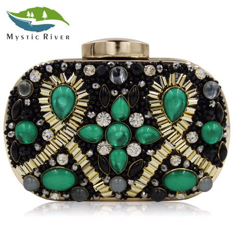 Mystic River Ladies Evening Bags Female Alloy Beaded Bag Women Clutches