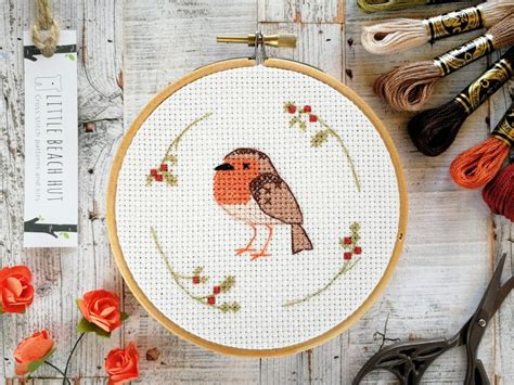 Little Robin Cross Stitch Pattern Embroidery Pattern Bird Etsy