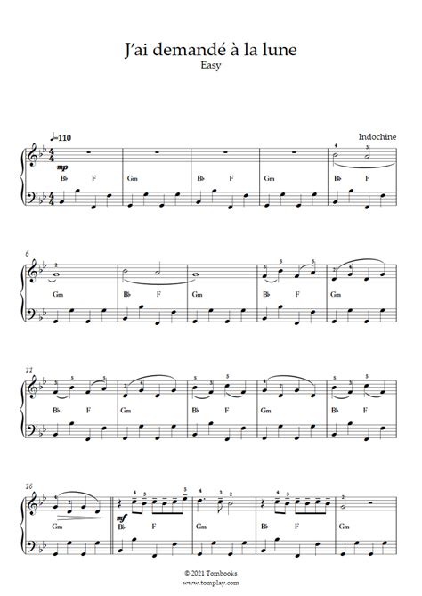 Indochine Sheet Music To Download And Print