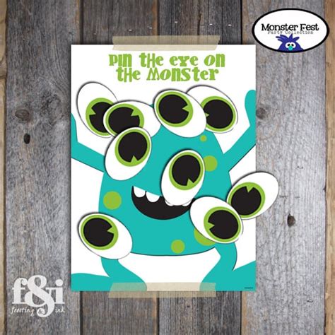 Pin The Eye On The Monster Game Monster Birthday Party Etsy Canada