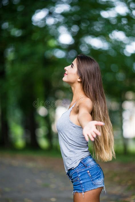 Beautiful Young Woman Walking Stock Image Image Of Meadow Lonely