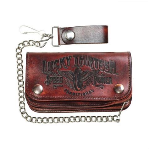 Lucky 13 Traditional Wallet Braun Biker Geldbeutel Mit Kette