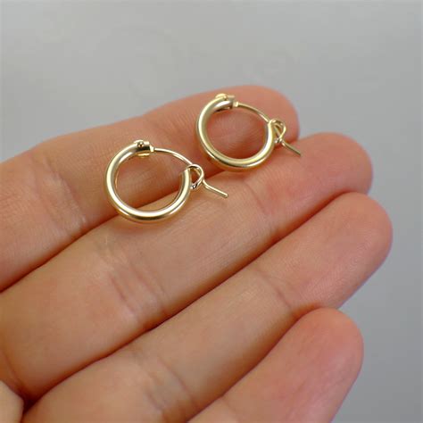 13mm Tiny Hoop Earrings 14k Gold Filled Half Inch Hollow Tube Etsy