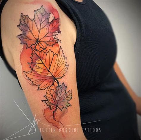 Body Tattoos Fall Leaves By Justin Nordine