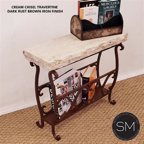 Luxury Accent Table With Natural Travertine Stone Top 1263 Bb