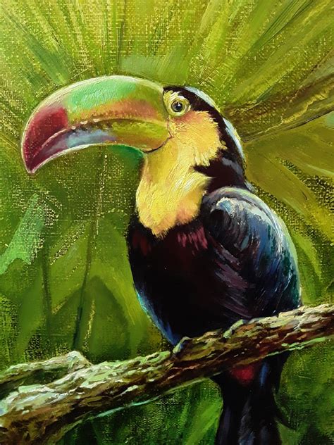 Toucan Painting Tropical Birds Original Art Animal Oil Etsy