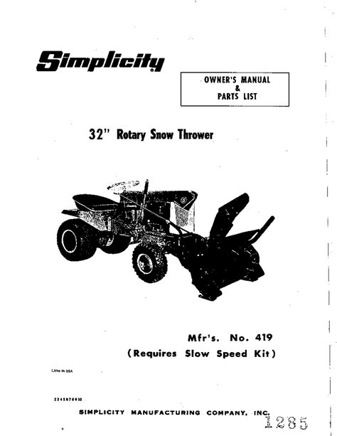 Simplicity 4208 Lawn Mower User Manual