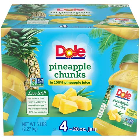 Dole Pineapple Chunks In Juice 20 Oz 4 Count