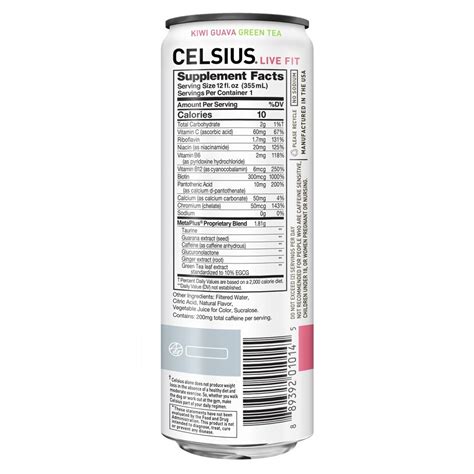 Celsius Sparkling Kiwi Guava Functional Essential Energy Drink 12 Fl