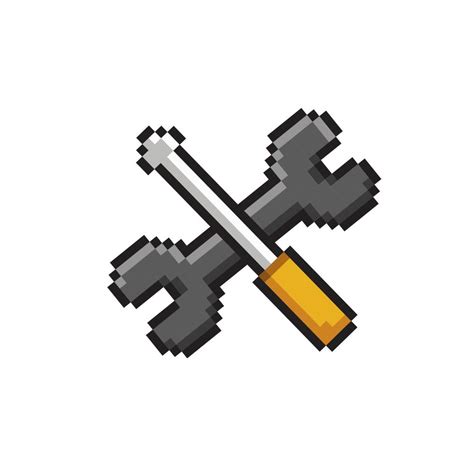 Wrench And Screw In Pixel Art Style Vector Art At Vecteezy