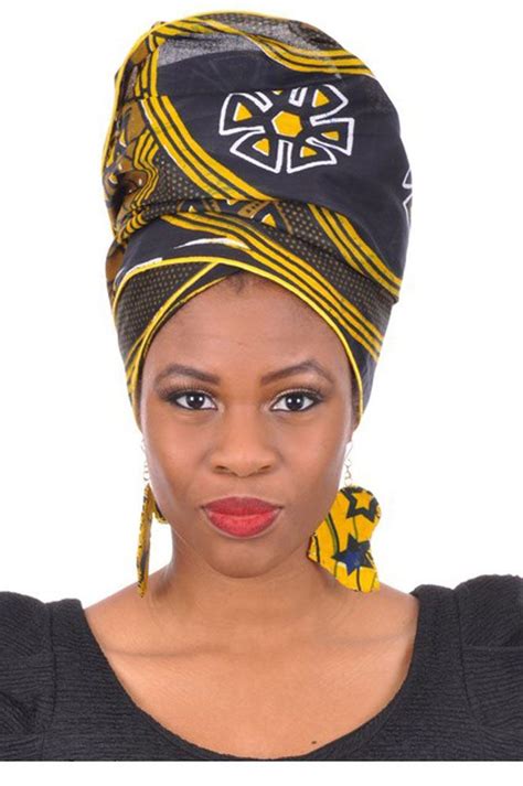 Free 2 Day Shipping Buy Navy Blue Yellow And Brown African Print Head
