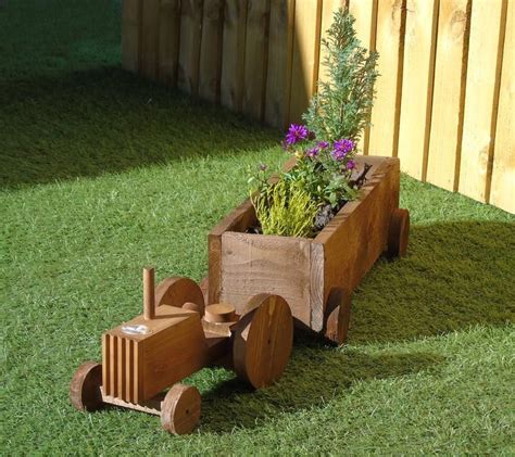 Tractor Trailer Wooden Garden Planter Plant Pot Display Etsy Wooden