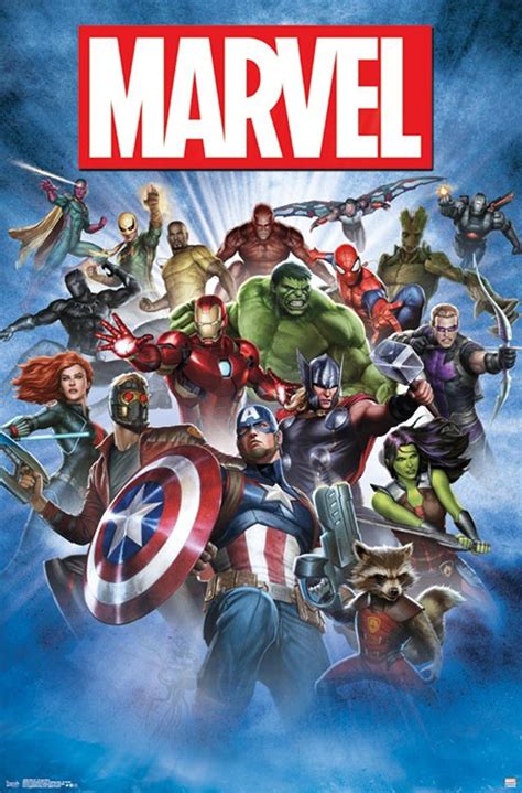 Marvel Comics Characters Group 34x22.25 Art Print Poster | eBay