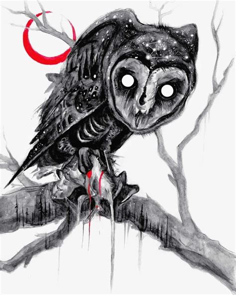 Creepy Animals Dark Art Drawings Scary Drawings Owls Drawing