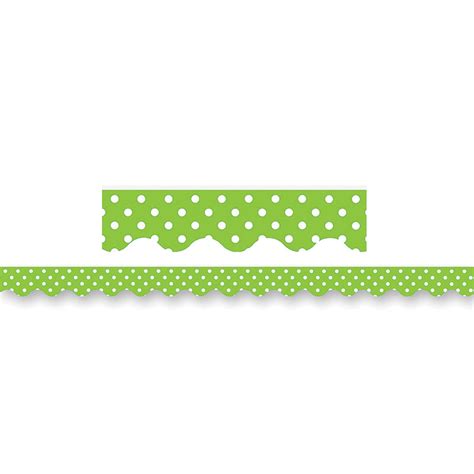 Teacher Created Resources Lime Mini Polka Dots Scalloped Border Trim