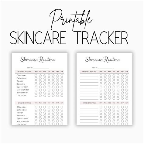 Skincare Routine Printable Skincare Routine Tracker Skincare Planner