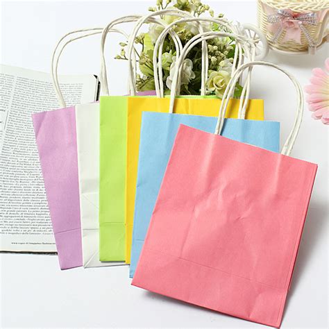 Colorful Kraft Paper T Bag Wedding Party Handle Paper T Bags Sale
