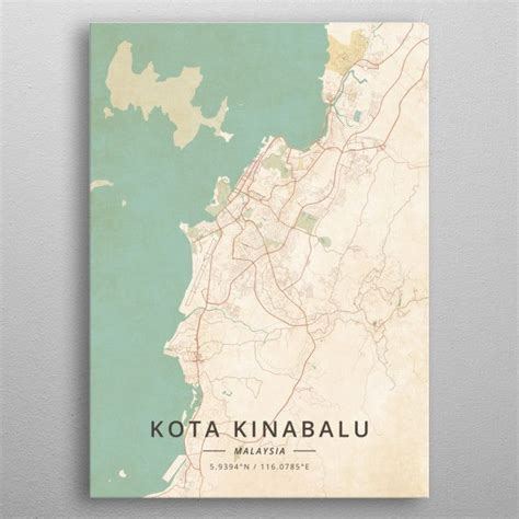 Kwang tung chai kota kinabalu •. Kota Kinabalu Malaysia Maps Poster Print | metal posters ...